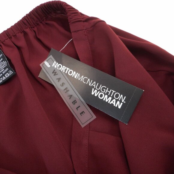 Norton McNaughton Womens plus size 1X Wide Leg Dress Pants Vintage NWT Burgundy - Picture 7 of 9